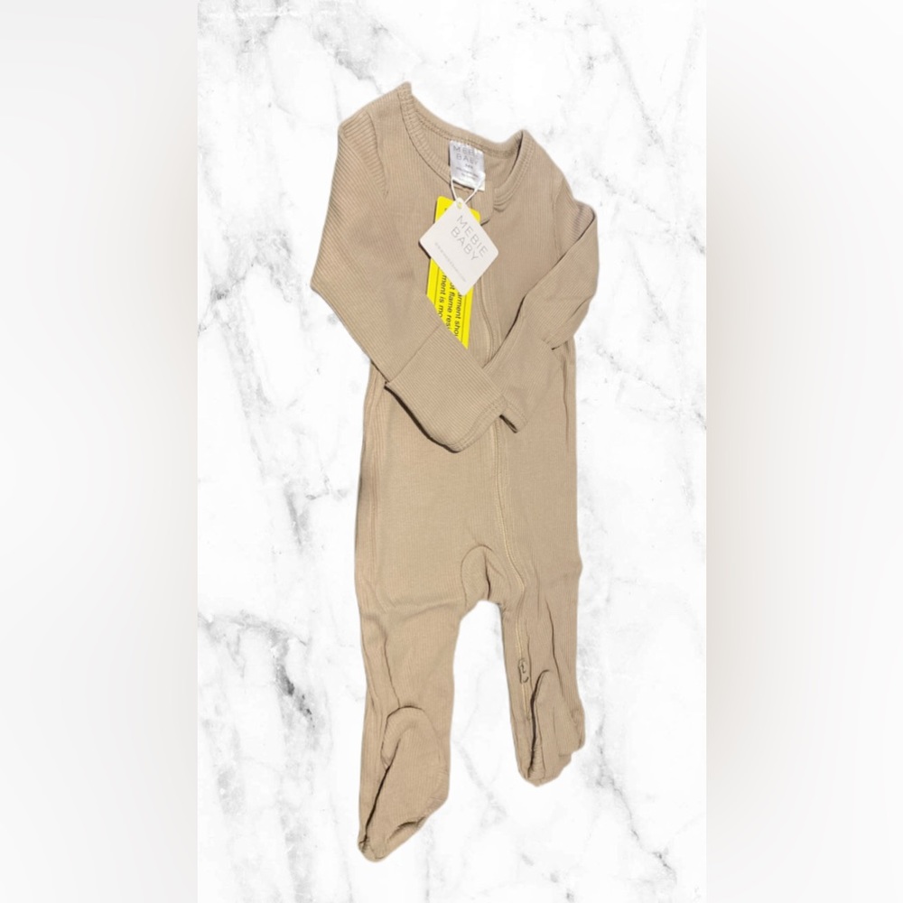 Mebie Baby Oatmeal Organic Cotton Ribbed Zipper size 3-6M